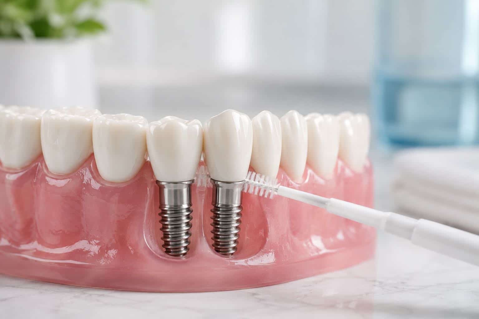 Cómo limpiar los implantes dentales