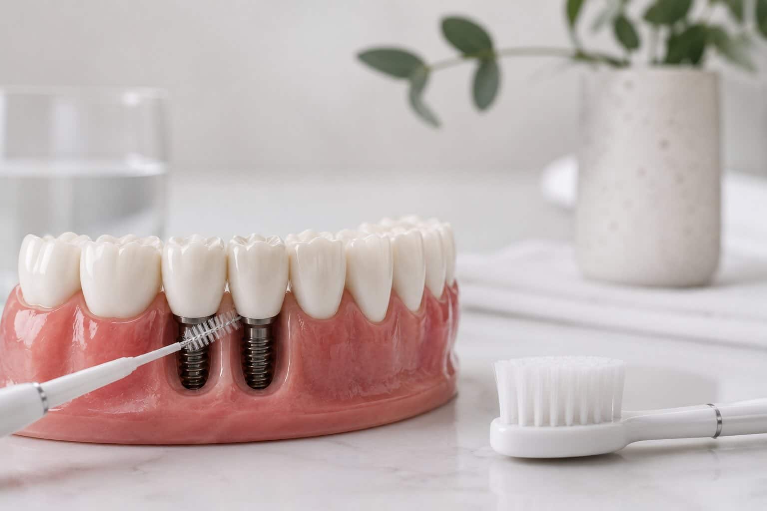 Limpiar implantes dentales